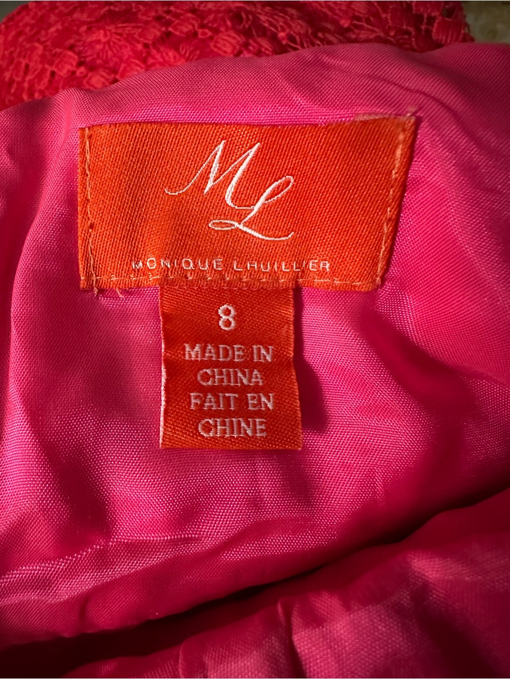 ML Monique Lhuillier A-line cocktail dress size 8 in red
